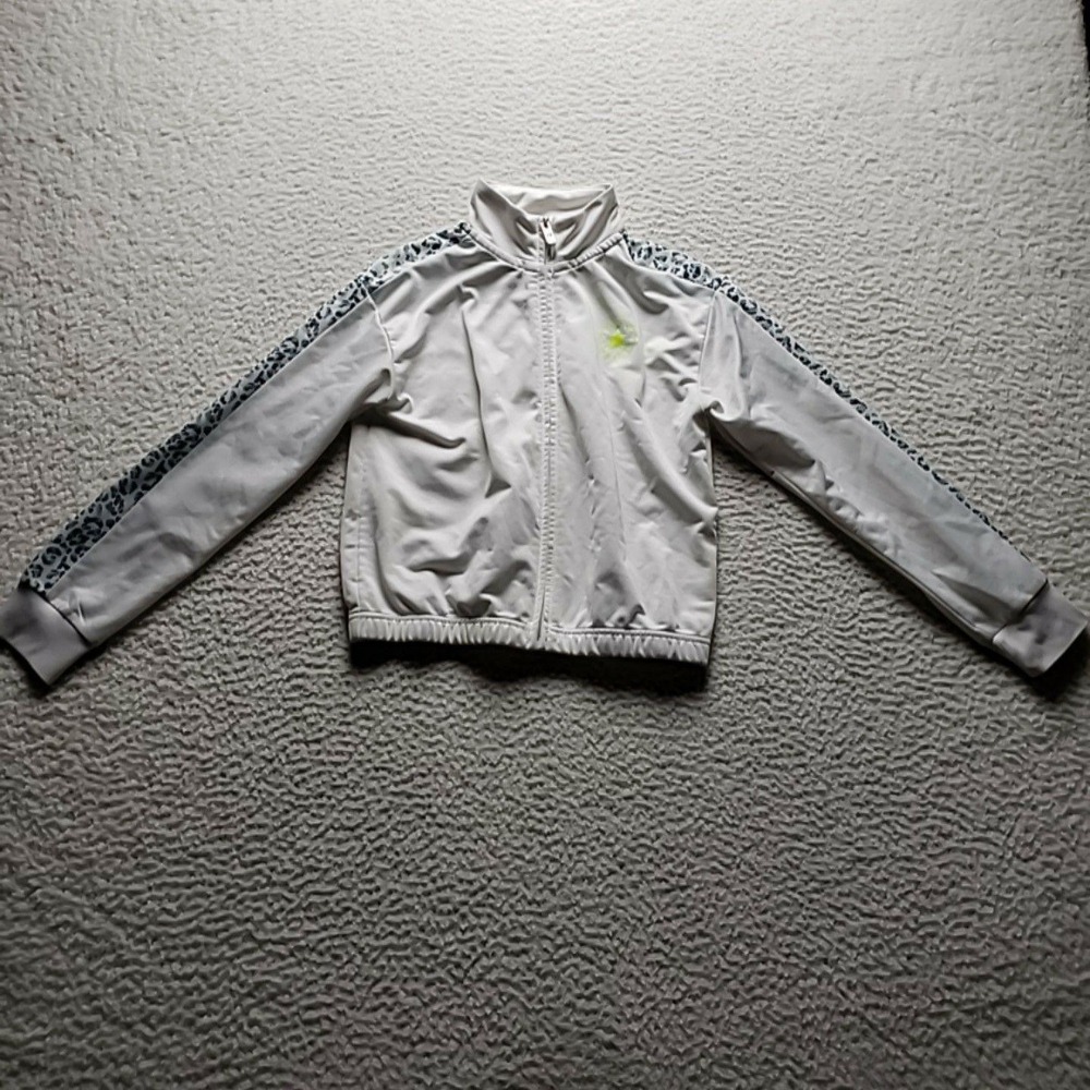 Converse Track Jacket Kids M 10-12 White Leopard Print Full Zip Athletic Top